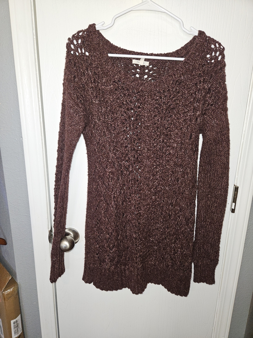 Cozy Open-Knit Burgundy Women’s Sweater Dress